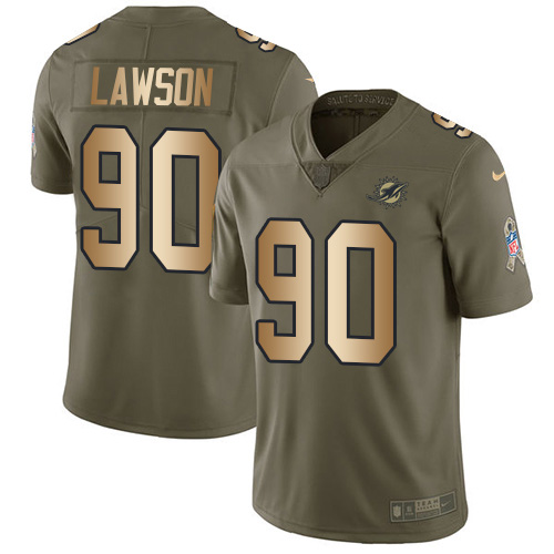 Nike Miami Dolphins #90 Shaq Lawson Olive Gold Youth Stitched NFL Limited 2017 Salute To Service Jersey->youth nfl jersey->Youth Jersey